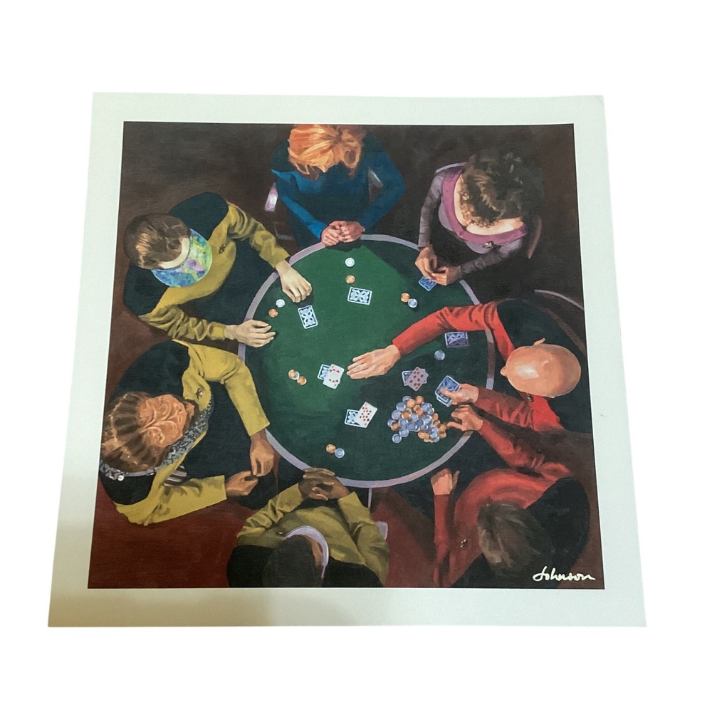 Jenny R Johnson Art Star Trek TNG Poker Night 8x8 Print The Next Generation